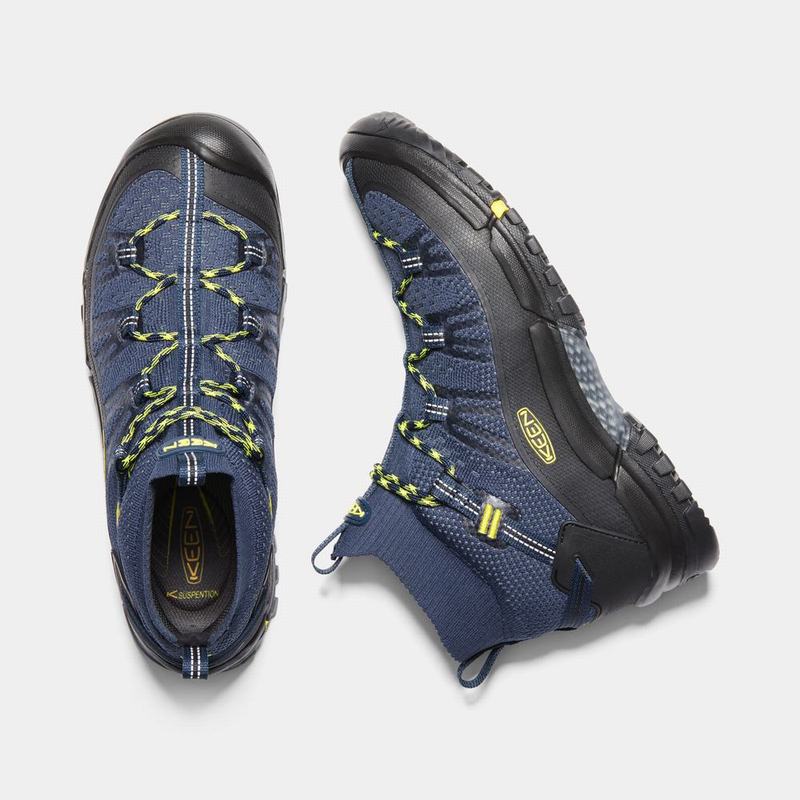 Botas De Montaña Keen Axis Evo Mid Para Hombre Azules/Amarillos/Negros - Botas Keen Mexico (827560-U